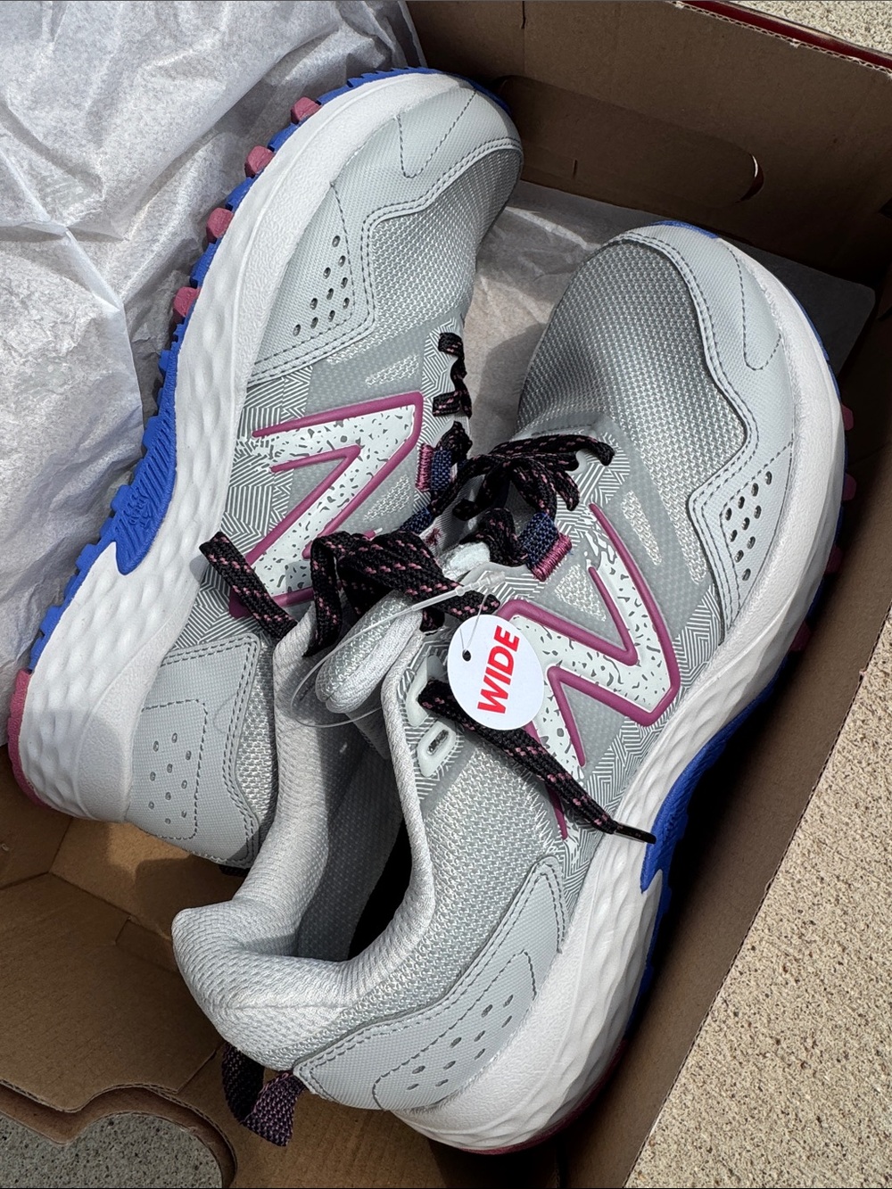 Womens Wide Fit Grey and Pink Athletic Shoes